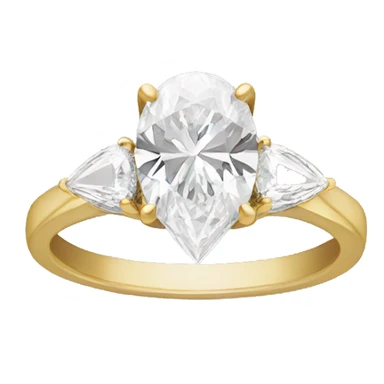 Gold oval and pear diamond engagement ring sticker