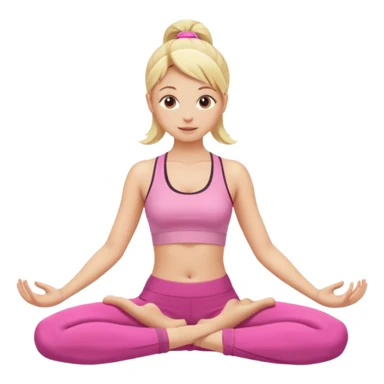 blonde girl doing yoga wearing pink sticker