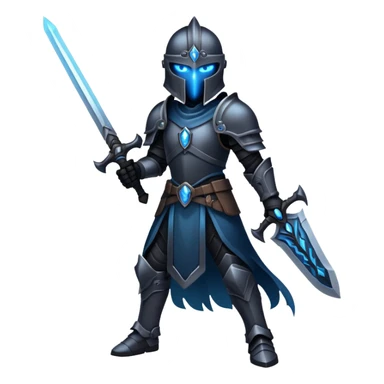 Shadow Soldier from Solo Leveling, dark shadow warrior with glowing blue eyes sticker