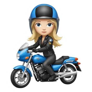 moça cabelo comprido loira de olho azul de capacete em uma moto honda preta  sticker