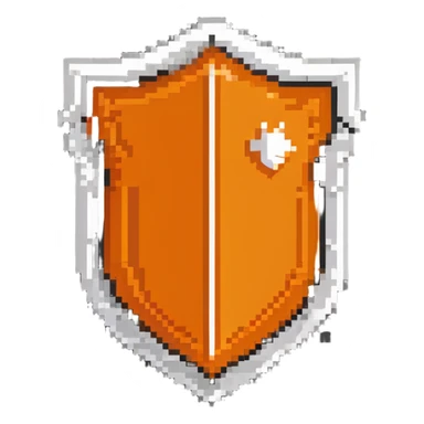 HTML5 logo in pixel art style with classic orange shield and white details sticker