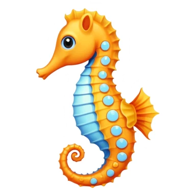 olorful cartoon-style seahorse. 🪸

It’s primarily orange with yellow and white spots along its body. The seahorse has a large blue eye, a curled tail, and a pinkish fin on its back. Its design is cute and stylized—similar to what you’d find in children’s illustrations, stickers, or emoji-like art sticker