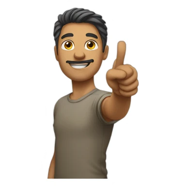 man pointing to the right sticker