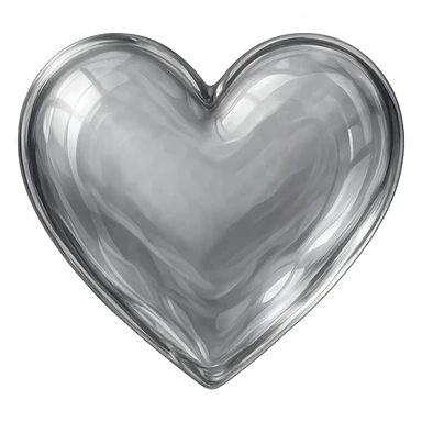 heart with a transparent glass look, digital illustration, no background sticker
