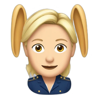 Marine le pen with rabbit ears sticker