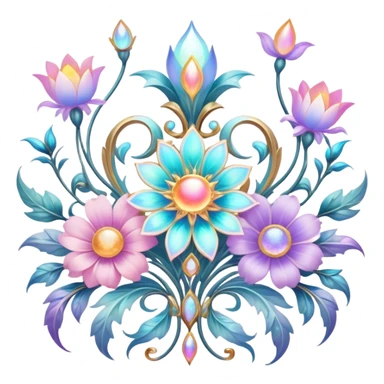 Epic divine legendary celestial flowery complex detailed iridescent aesthetic-scenery-Decorations sticker