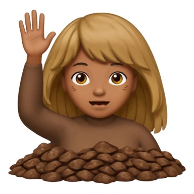 poop wearing a wig and waving hi while pooping sticker