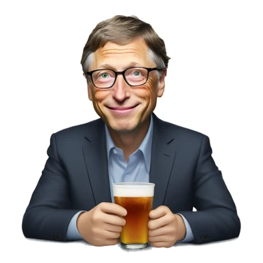Bill gates drink win with elon Musk  sticker