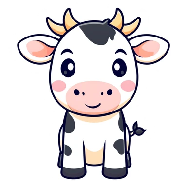 White cow with adorable expression, cute face that makes you say awww sticker