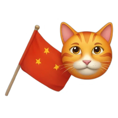an orange cat face with a red flag in the background sticker