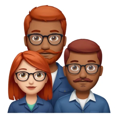 White red hair girl and brown indian guy with moustache and beard with glasses couples sticker