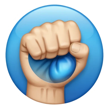 Give me a punching emoji with a blue gradient and transparency, No face, just a fist sticker