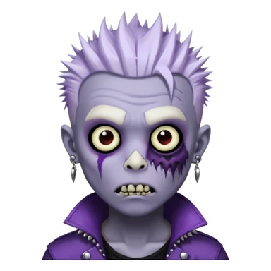 Purple pale skinned zombie boy skin so with white spiky hair. Nose and ear piercings. Emo. sticker