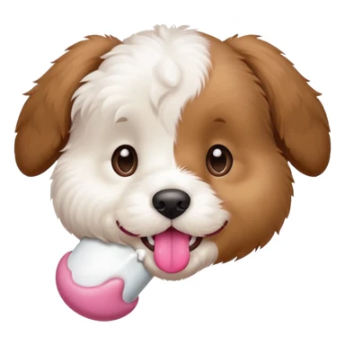 puppy face with white bone in mouth sticker