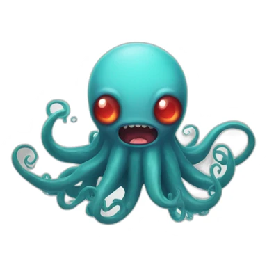 a cute kraken with bloodshot eyes that screams sticker