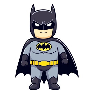 Best Batman character in black costume, all scenes  at night, cartoonish sticker style sticker