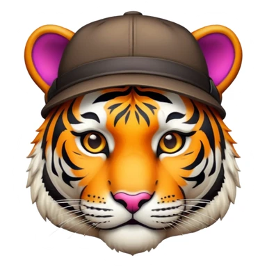 tiger face wearing stylish hat for Twitch emote sticker