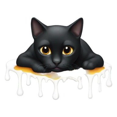 black cat melting in white sticker