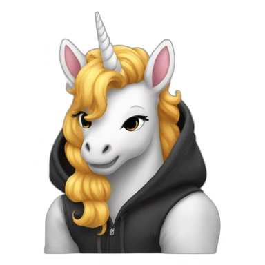 licorn black hoodie sticker