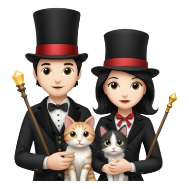 magician couple and their pet cat sticker
