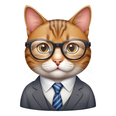 Cat with glasses looking like an office boss, professional business cat sticker