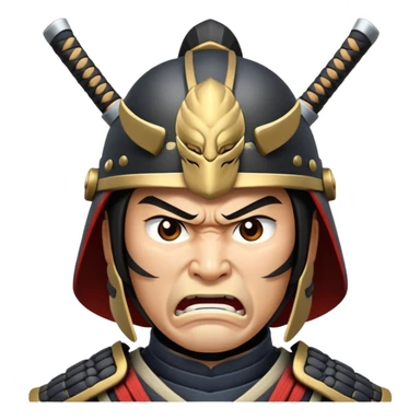 angry samurai warrior with helmet and armor sticker