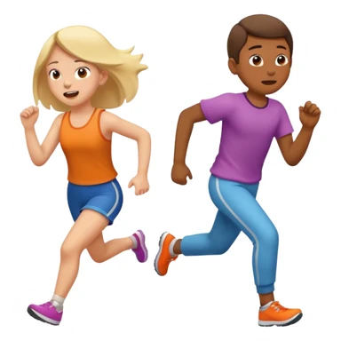 humorous scene: girl farting, boy running away, lively and colorful, ios emoji style sticker