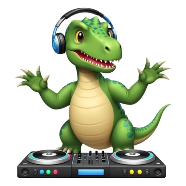 Dinosaurio músico DJ en un concierto  sticker