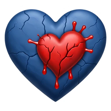 Bleeding navy blue heart  sticker