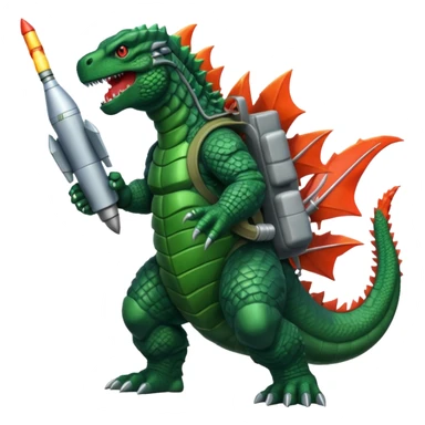 Godzilla flying with a rocket pack sticker