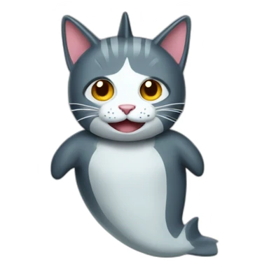 a cat in a shark costume sticker