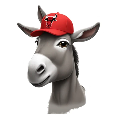 Donkey wearing a Chicago bulls hat sticker