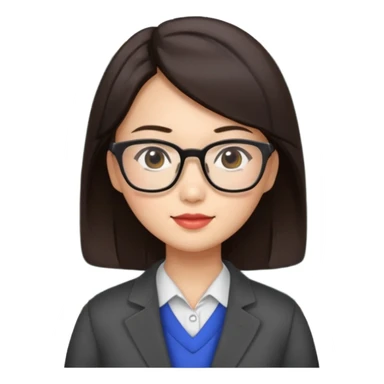 asian brunette teacher with square hair sticker