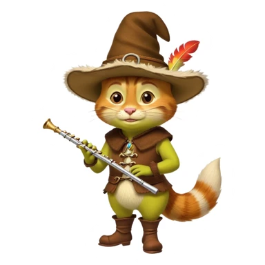 Puss in Boots from Shrek with a flute. sticker