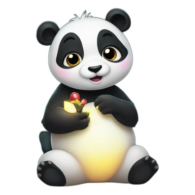 princess panda kissing a firefly sticker