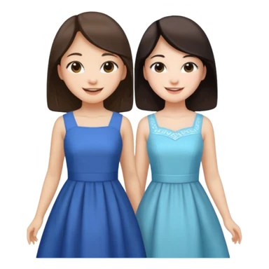 Korean girl and white brunette girl in dresses smiling sticker