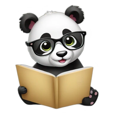 cute panda wearing glasses studying sticker
