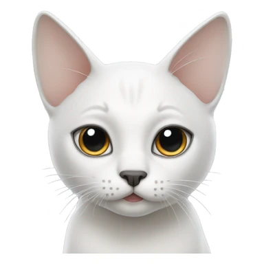 White cat, mole on forehead, gray ears. sticker