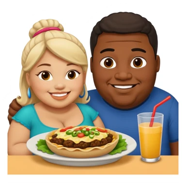 Fat Mexican woman and fat light skinned black guy eating together sticker