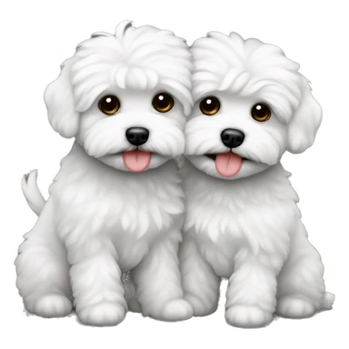 Two malti-poo dogs kissing each other sticker