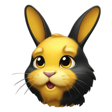 fierce looking yellow and black colored bunny facing to the right sticker