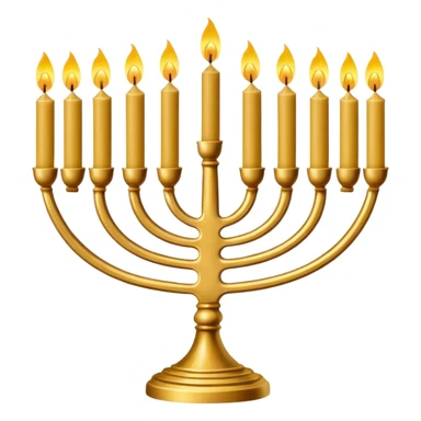 Gold Menorah with 7 candles on the left and right sides sticker