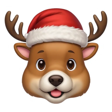 Dog Santa deer hat sticker