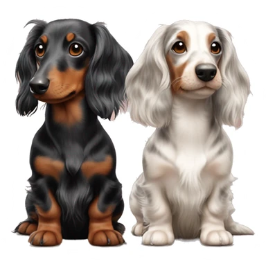 Two Tri Merle long haired Dachshunds together sticker