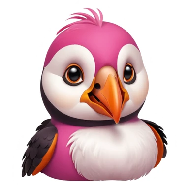pink puffin angry blow steam nose beak sticker