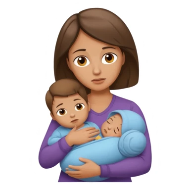 Exhausted Light brunette fit mom with baby boy sticker