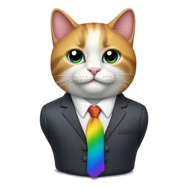 Rainbow cat in business suit sticker