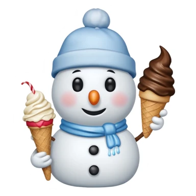 snowman wearing cap with ice cream  sticker