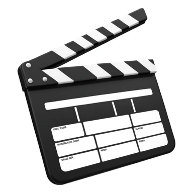 ultra simplified movie clapper with black and white colors, two simple rectangles with a diagonal line sticker