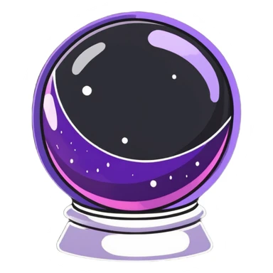 crystal magic ball with potion effect, fortune telling crystal sphere with swirling magical liquid inside, sparkles and mystical glow sticker